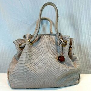 Furla Snakeskin Pale Dusky Pink Shoulder Bag with Gold Hardware